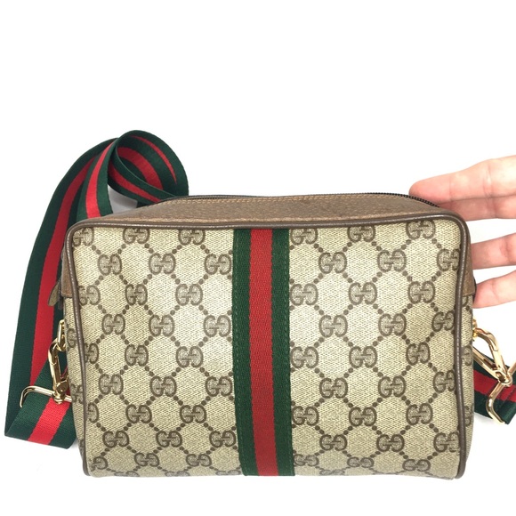 Authentic Gucci brown monogram coated canvas crossbody bag clutch - Picture 4 of 16
